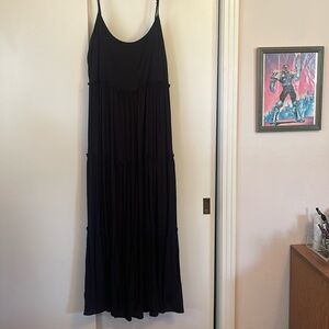 Tiered black strappy dress